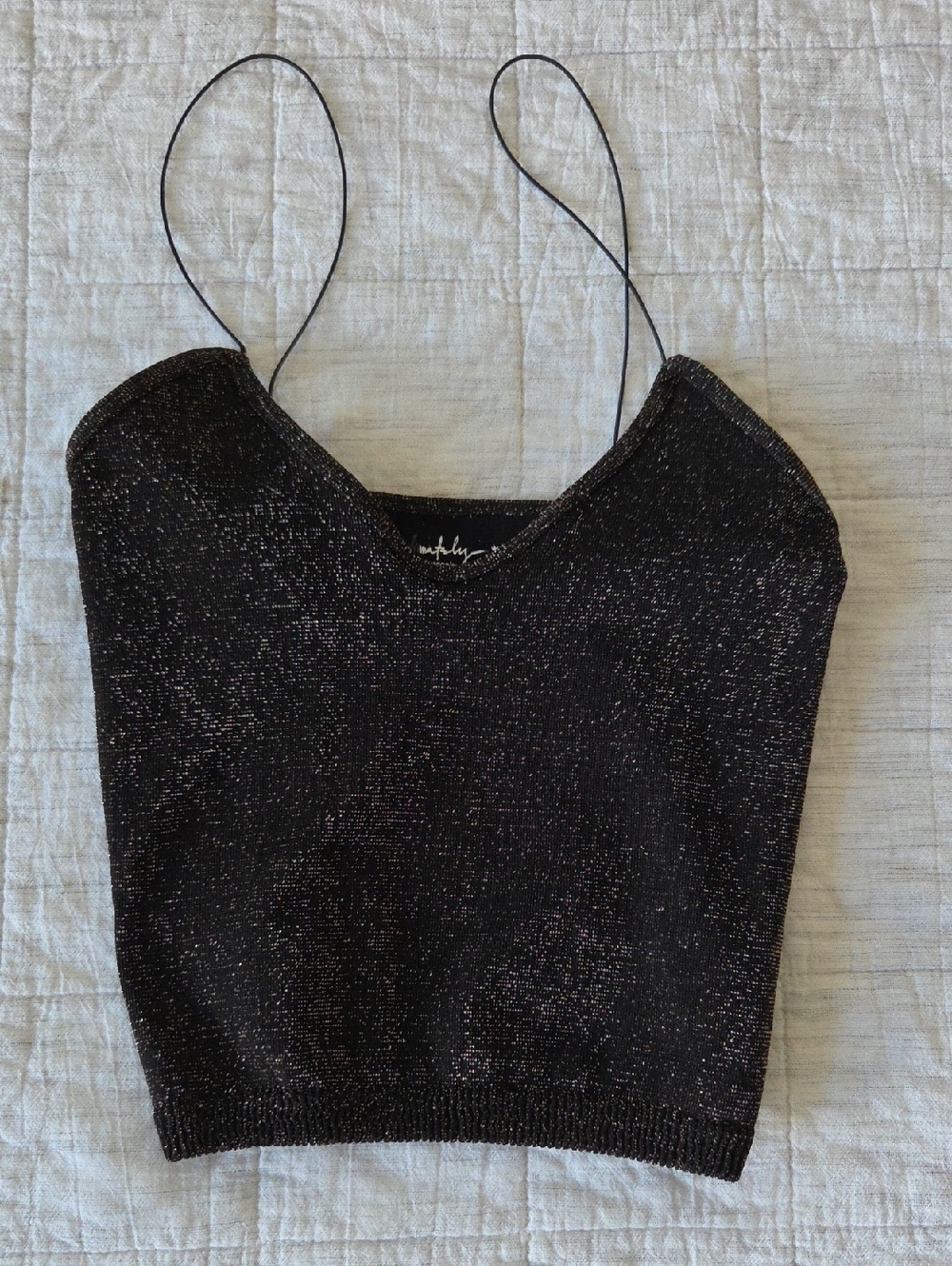 Free People Intimately Black Metallic Sparkle Crop Bralette